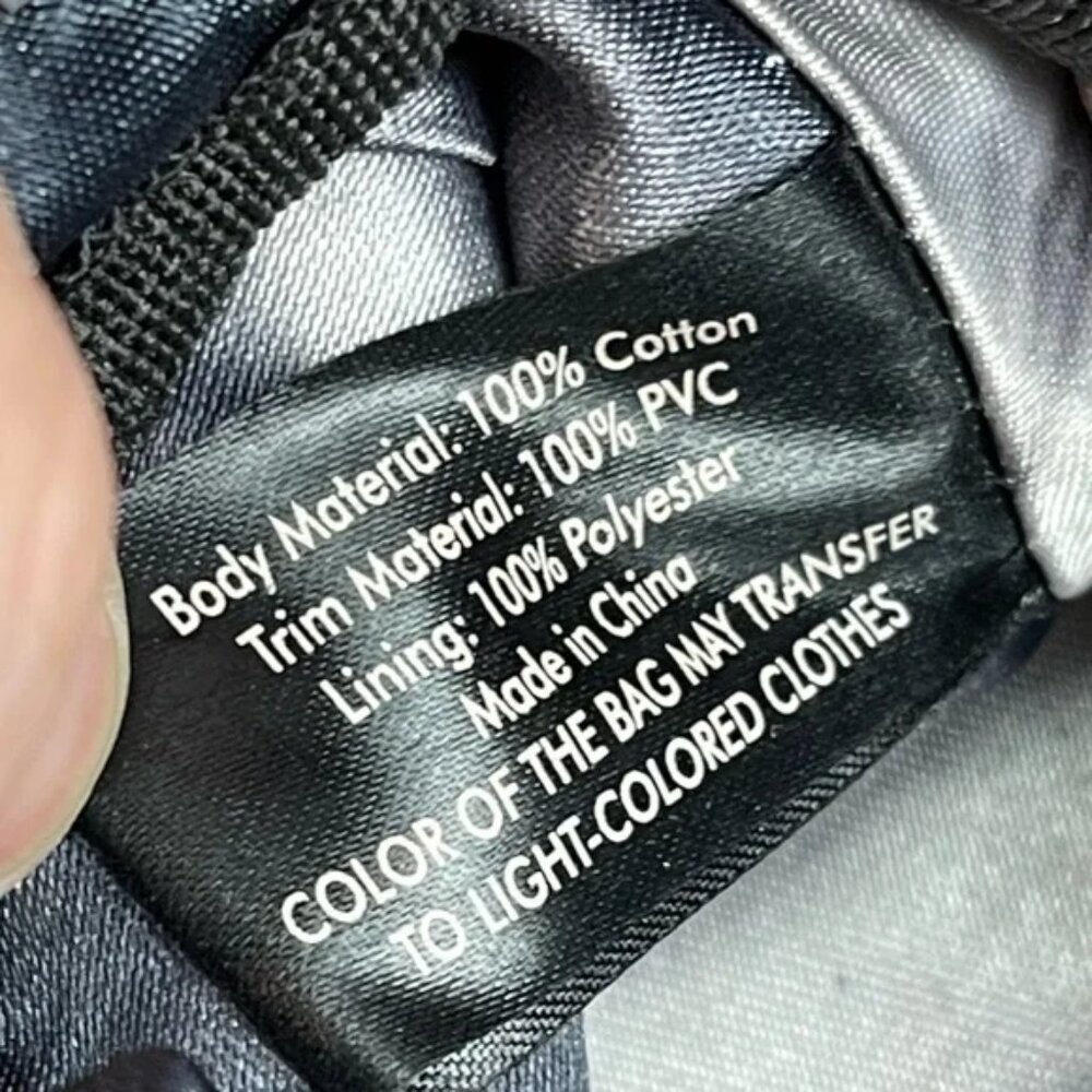 Victoria’s Secret Black and silver canvas hand bag with lips kiss design. - Picture 3 of 4